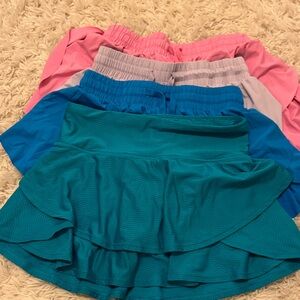 Tween size 13 Teal, Blue, and Pink Women's Skirt Set & 3 sports shirts